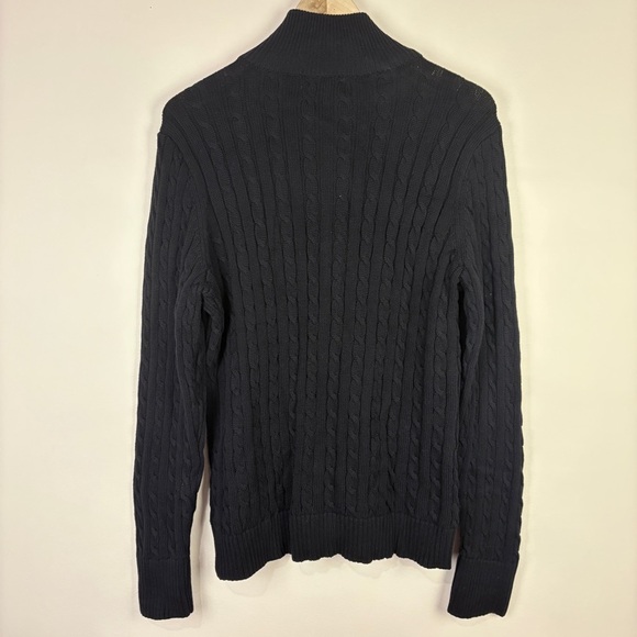 Ralph Lauren Black Cable Knit Zip Sweater White Crest Logo - Picture 3 of 6
